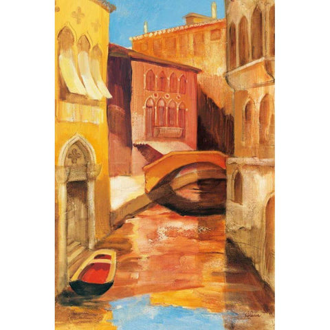 Morning on the Canal I Gold Ornate Wood Framed Art Print with Double Matting by Hristova, Albena