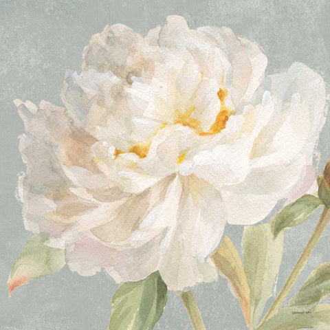 Garden Peony Neutral Crop Gold Ornate Wood Framed Art Print with Double Matting by Nai, Danhui