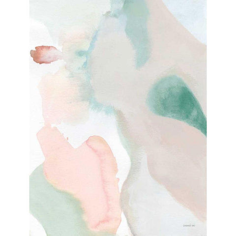 Sage and Pink Abstract II White Modern Wood Framed Art Print by Nai, Danhui