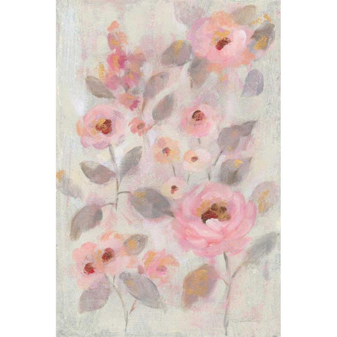 Expressive Pink Flowers II White Modern Wood Framed Art Print by Vassileva, Silvia