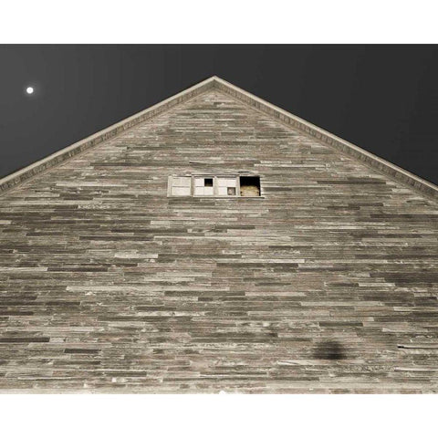 Moon Over Hay Barn Gold Ornate Wood Framed Art Print with Double Matting by Goldstein, Ed