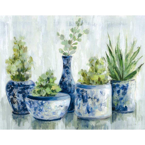 Chinoiserie Plants Bright White Modern Wood Framed Art Print by Vassileva, Silvia