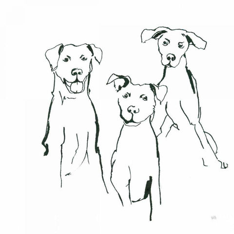 Lovable Mutts I White Modern Wood Framed Art Print by Paschke, Chris