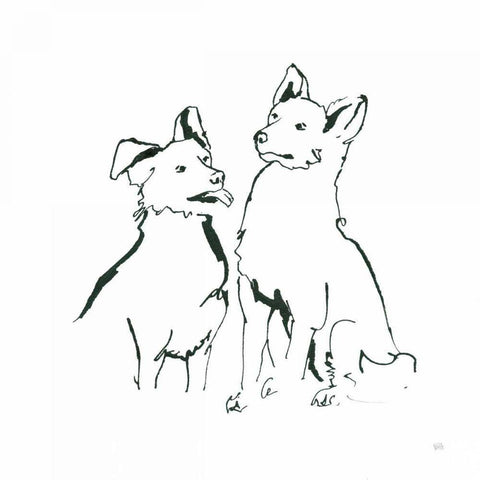 Lovable Mutts VI White Modern Wood Framed Art Print with Double Matting by Paschke, Chris