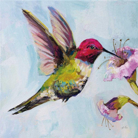 Hummingbird I White Modern Wood Framed Art Print with Double Matting by Vertentes, Jeanette