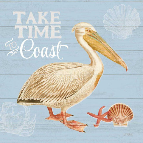 Bayside I Blue Gold Ornate Wood Framed Art Print with Double Matting by Pertiet, Katie