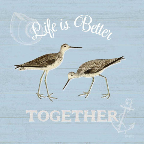 Bayside IV Blue White Modern Wood Framed Art Print with Double Matting by Pertiet, Katie