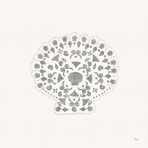 Sea Charms III no Words Silver White Modern Wood Framed Art Print with Double Matting by Charron, Veronique