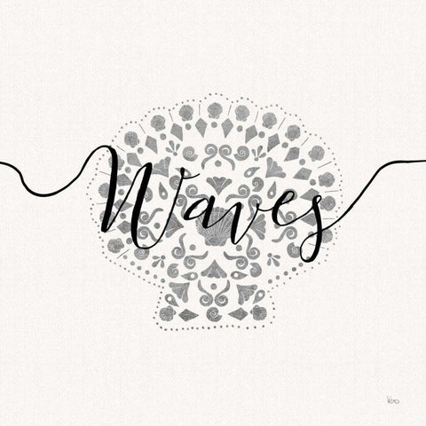 Sea Charms III Silver Black Ornate Wood Framed Art Print with Double Matting by Charron, Veronique