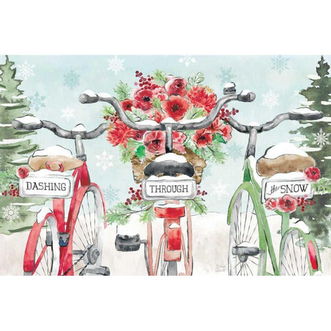 Holiday Ride IV Gold Ornate Wood Framed Art Print with Double Matting by June, Dina
