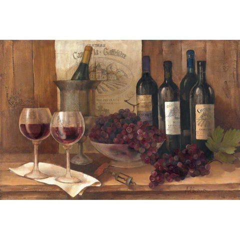 Vintage Wine White Modern Wood Framed Art Print by Hristova, Albena