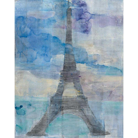 Paris at Dusk II Black Modern Wood Framed Art Print by Hristova, Albena