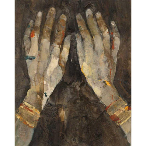 Hands of Time I Black Modern Wood Framed Art Print with Double Matting by Hristova, Albena
