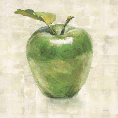 Green Apple White Modern Wood Framed Art Print by Nai, Danhui