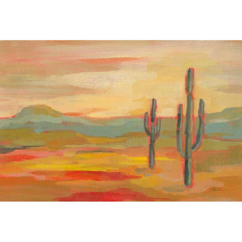 Desert Saguaro White Modern Wood Framed Art Print by Vassileva, Silvia