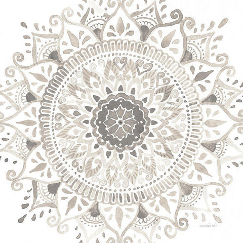 Mandala Delight I Neutral Crop White Modern Wood Framed Art Print with Double Matting by Nai, Danhui