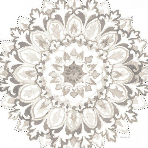 Mandala Delight II Neutral Crop Black Ornate Wood Framed Art Print with Double Matting by Nai, Danhui