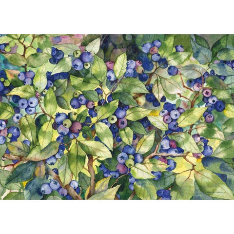 Blueberries Gold Ornate Wood Framed Art Print with Double Matting by McKenna, Kathleen Parr