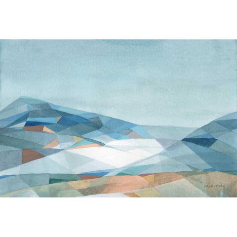 Geometric Mountain White Modern Wood Framed Art Print by Nai, Danhui