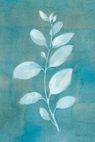 Cool Leaves II White Modern Wood Framed Art Print with Double Matting by Nai, Danhui
