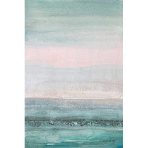 Pastel Seascape Black Modern Wood Framed Art Print with Double Matting by Nai, Danhui