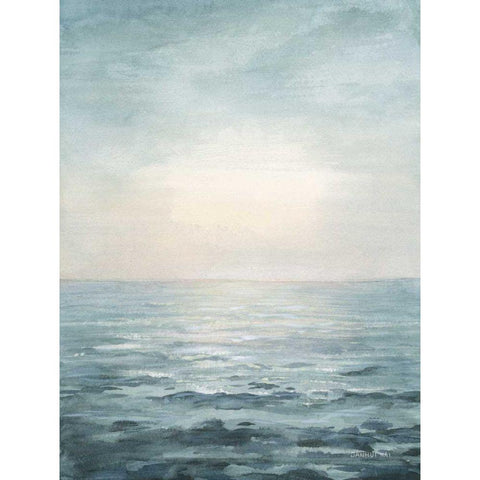 Soothing Sea Black Modern Wood Framed Art Print with Double Matting by Nai, Danhui