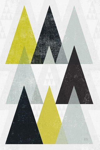 Mod Triangles IV Yellow Black Black Ornate Wood Framed Art Print with Double Matting by Mullan, Michael