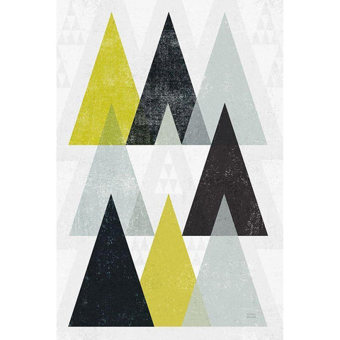 Mod Triangles IV Yellow Black Black Modern Wood Framed Art Print by Mullan, Michael