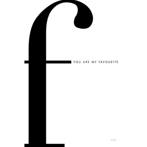 F is for favorite on White White Modern Wood Framed Art Print by Charro, Mercedes Lopez