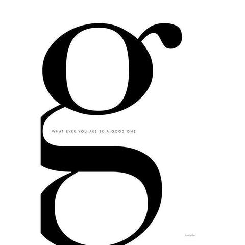 G is for Good on White White Modern Wood Framed Art Print by Charro, Mercedes Lopez