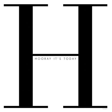 H is for Hooray on White Black Modern Wood Framed Art Print with Double Matting by Charro, Mercedes Lopez