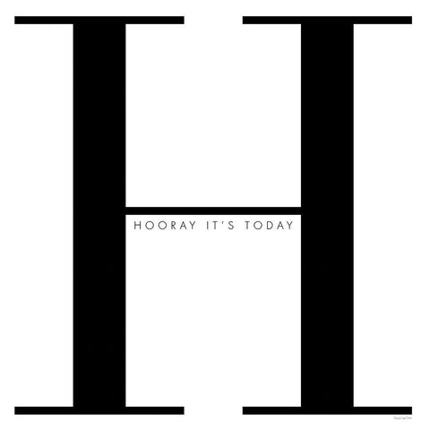 H is for Hooray on White Black Ornate Wood Framed Art Print with Double Matting by Charro, Mercedes Lopez