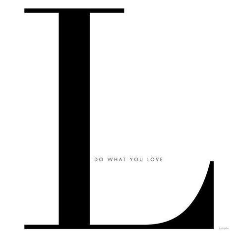 L is for Love on White Black Modern Wood Framed Art Print with Double Matting by Charro, Mercedes Lopez