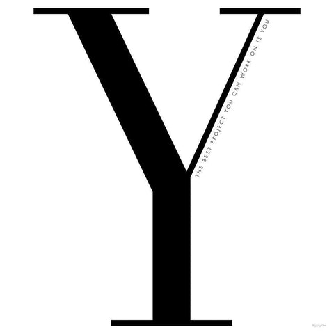 Y is for You on White White Modern Wood Framed Art Print by Charro, Mercedes Lopez