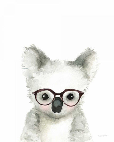 Koala in Glasses Black Ornate Wood Framed Art Print with Double Matting by Charro, Mercedes Lopez