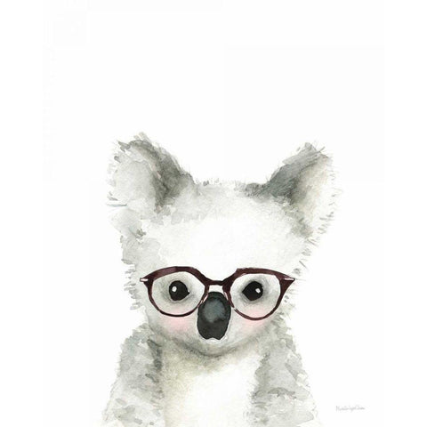 Koala in Glasses Black Modern Wood Framed Art Print by Charro, Mercedes Lopez
