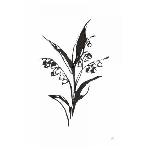 Line Lily of the Valley I Gold Ornate Wood Framed Art Print with Double Matting by Paschke, Chris