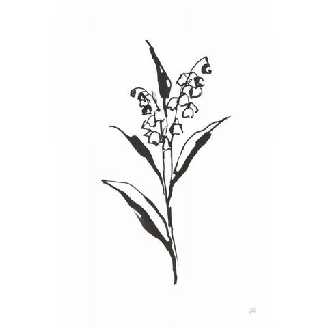 Line Lily of the Valley II Gold Ornate Wood Framed Art Print with Double Matting by Paschke, Chris