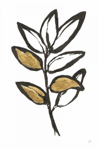 Leafed IX Black Ornate Wood Framed Art Print with Double Matting by Paschke, Chris