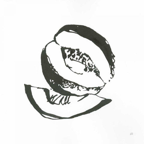 Cantaloupe I BW Gold Ornate Wood Framed Art Print with Double Matting by Paschke, Chris