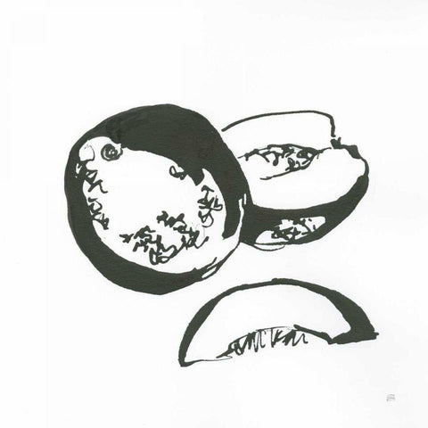 Cantaloupe II BW White Modern Wood Framed Art Print by Paschke, Chris