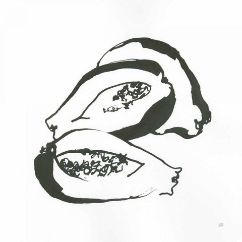 Papaya BW White Modern Wood Framed Art Print by Paschke, Chris