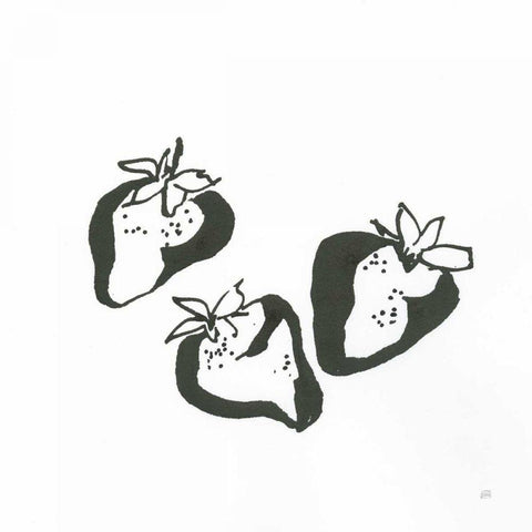 Strawberries BW Black Modern Wood Framed Art Print by Paschke, Chris