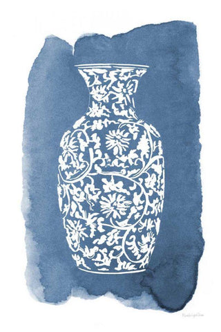 Chinese Vase II White Modern Wood Framed Art Print with Double Matting by Charro, Mercedes Lopez