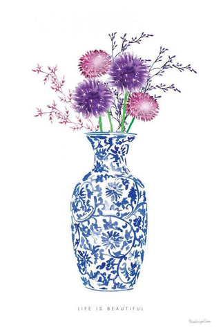 Chinoiserie Style II White Modern Wood Framed Art Print with Double Matting by Charro, Mercedes Lopez