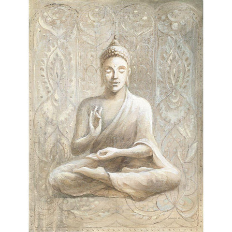 Peace of the Buddha Black Modern Wood Framed Art Print with Double Matting by Nai, Danhui