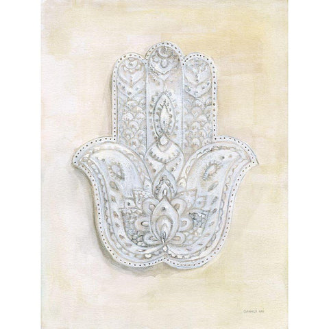 Spirit of Hamsa White Modern Wood Framed Art Print by Nai, Danhui