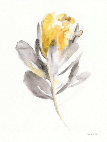 Spirit Flower I White Modern Wood Framed Art Print with Double Matting by Nai, Danhui