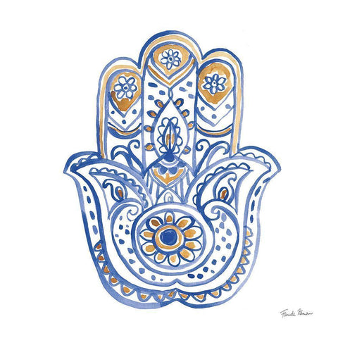 Hamsa II Black Modern Wood Framed Art Print with Double Matting by Zaman, Farida