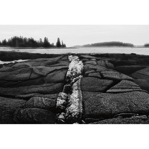 Fissures in Maine Black Modern Wood Framed Art Print with Double Matting by Aledanda